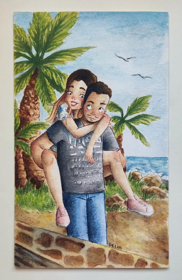 Children's illustration of a couple